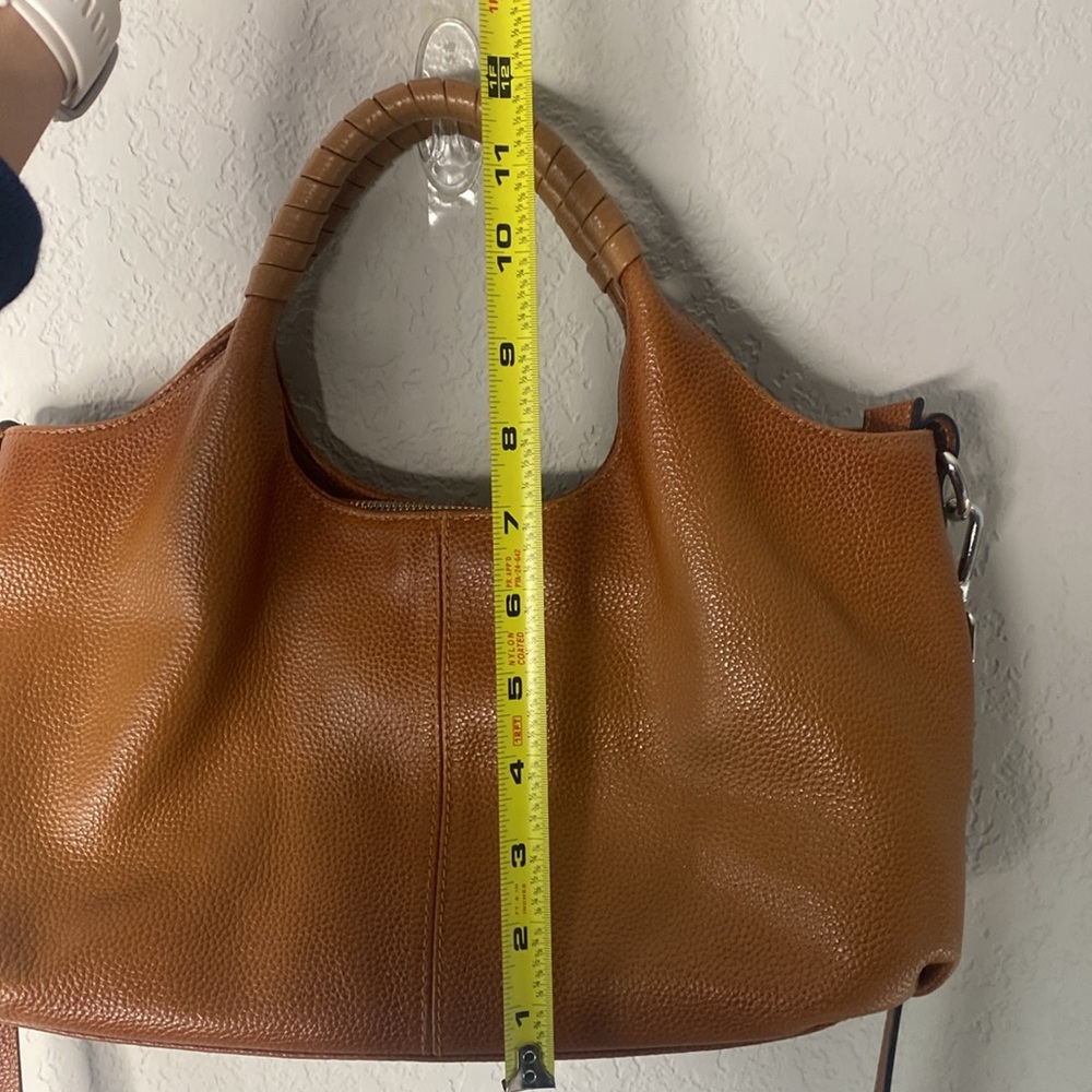 Iswee Brown Leather Purse with Crossbody Strap Cognac Tan - Picture 10 of 11
